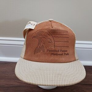 VTG Petrified Forest National Park Baseball Cap Men Tan Corduroy Snapback Hat